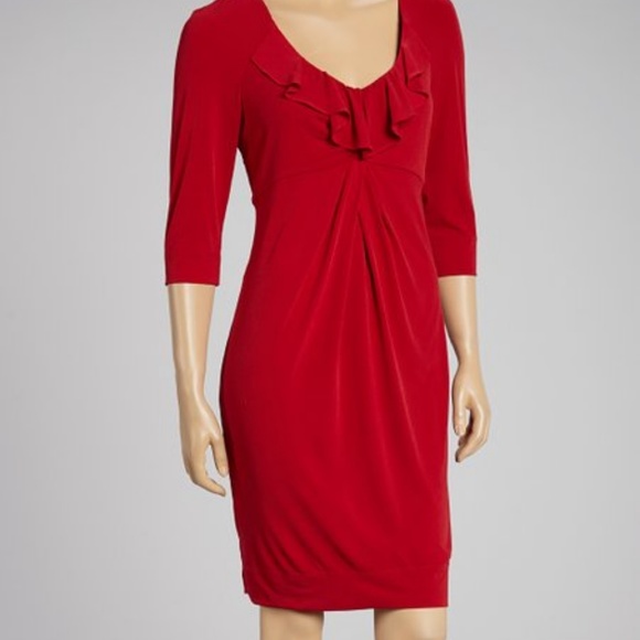 RED DRESS RUN !!!  Donna Ricco Red Ruffled Dress - Picture 2 of 7